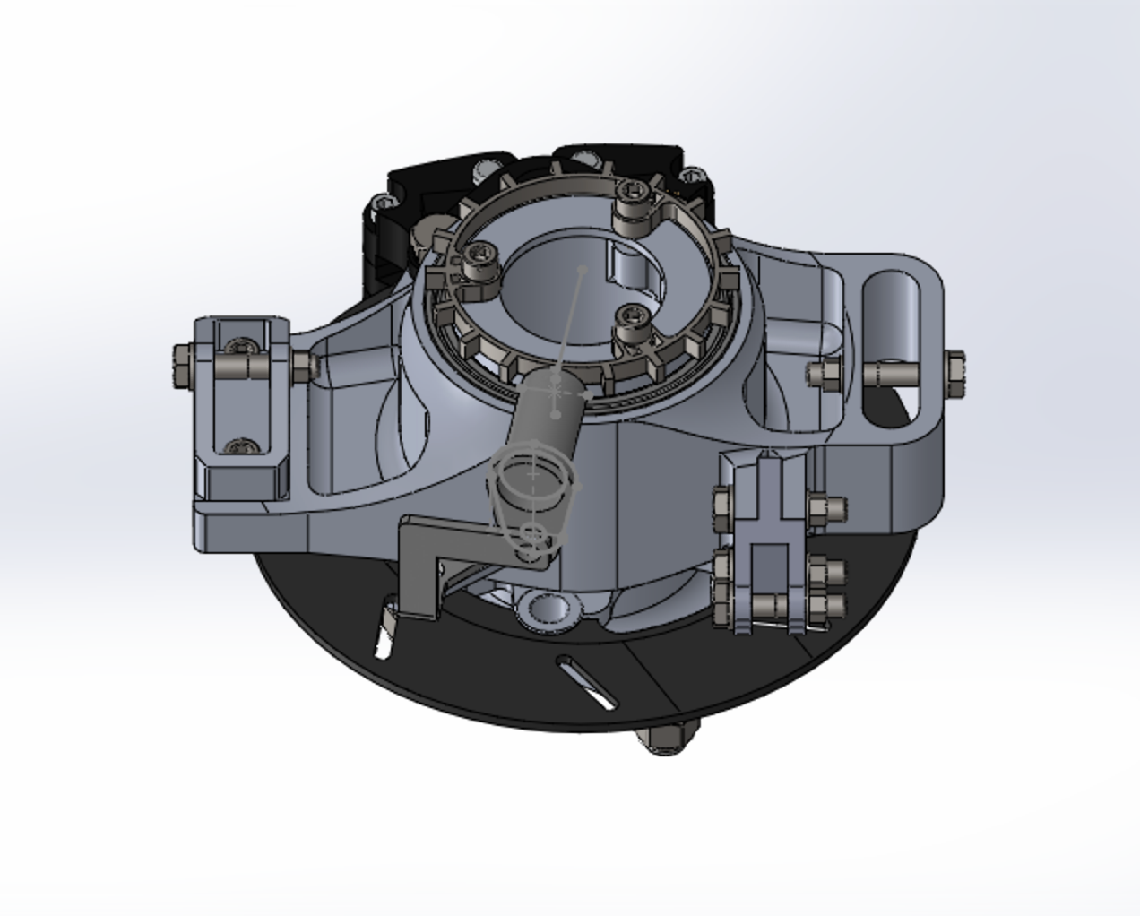Upright assembly isometric view showing sensor ring